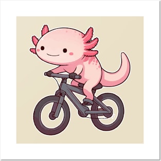 axolotl funny Biking Posters and Art